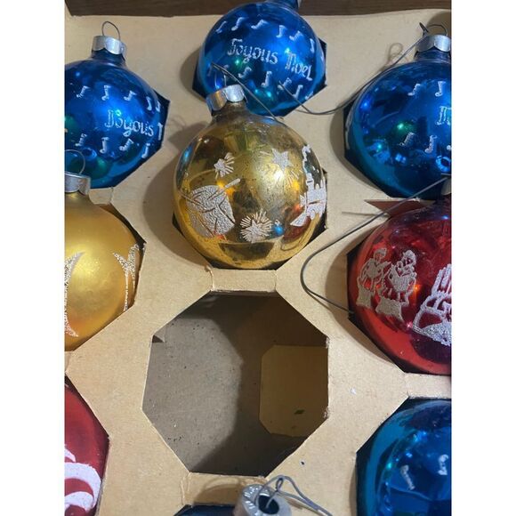 𝅺VINTAGE Noelle glass Christmas ornaments set of 8 - Picture 9 of 9